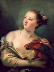 Jeune femme avec un ara, fin des années 1760