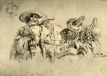 Un marchand oriental de bijoux et deux marchands européens, 1752-1753, 1928