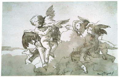 Cupidons avec colombes et une torche, XVIIe siècle