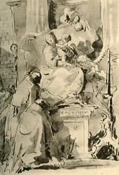 Madone en trône et deux évêques, milieu du 18e siècle, 1928