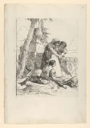 Magicien montrant une tête brûlante à deux jeunes, des Scherzi, vers 1743-50