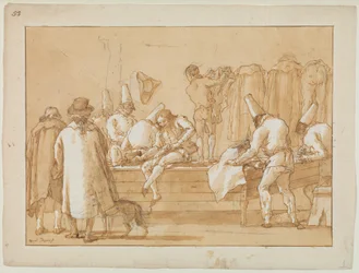 Punchinello comme assistant tailleur, vers 1800