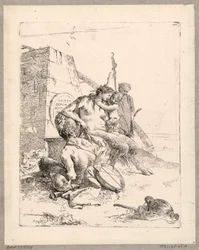 Famille de satyres avec un obélisque, planche 11 des Scherzi di Fantasia