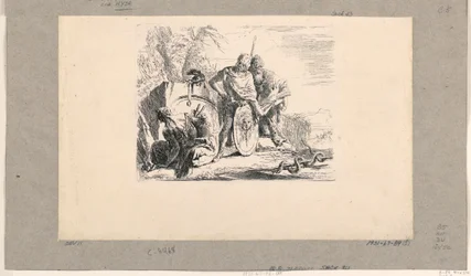 Femme assise, jeune soldat et mage, des Vari Capricci