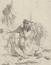 Six personnes regardant un serpent, des Scherzi
