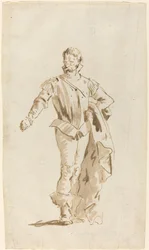Homme debout en costume du XVIe siècle