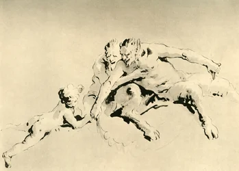 Deux faunes et un Cupidon