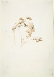 Figure masculine marchant vue obliquement d