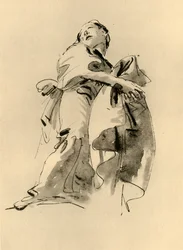 Femme se penchant vers la droite mais regardant en haut, milieu du 18e siècle, 1928