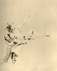 Femme reposant sur des nuages et soutenue par un Cupidon, milieu du 18e siècle, 1928