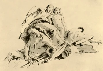 Jeune femme avec garçon, dieu de la rivière et satyre, milieu du XVIIIe siècle, 1928