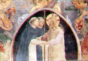 Christ accueillant deux frères dominicains, lunette (détail)