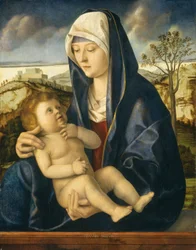 Madonna et enfant dans un paysage
