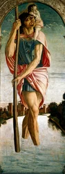 Polyptyque de Saint Vincent Ferrier : Saint Christophe (panneau de gauche)