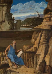 Saint Jérôme lisant dans un paysage
