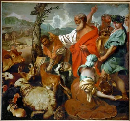 Noé et les animaux (peinture sur toile)