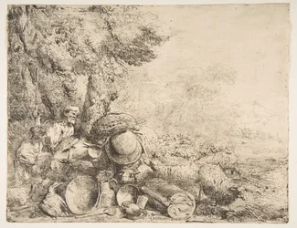 Deux bergers, un âne et d