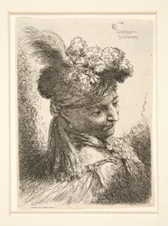 Jeune homme sans barbe, vu en 3/4 de vue, tourné vers la droite, regardant vers le bas, de la série Les petites têtes
