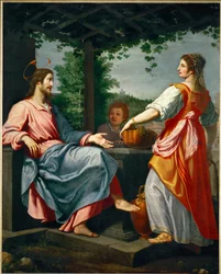 Le Christ et la Samaritaine au puits (peinture sur toile)