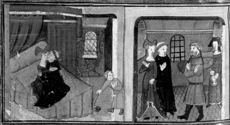 Décaméron, Frère Rinaldo couche avec la mère de son filleul ; le frère est récompensé par le père de l’enfant . Septième journée, nouvelle 3