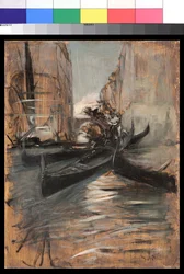 Canal à Venise avec gondoles, 1899-1913