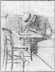 Paul César Helleu à une table dans un café