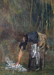 Paysanne ramassant son linge