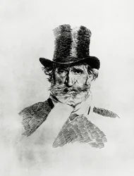 Portrait de Giuseppe Verdi (1813-1901), compositeur italien, dessin de Giovanni Boldini (1842-1931)
