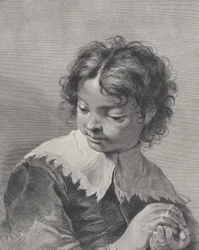 Garçon avec un col en dentelle tenant un fruit dans ses mains, 1743