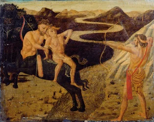 Panneau de cassone : Hercule sauvant Déjanire de Nessus