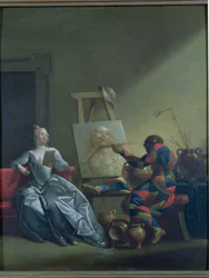 Le peintre Arlequin, vers 1742