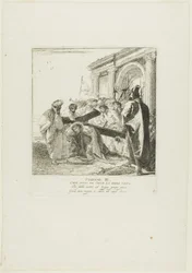 Le Christ tombe sous la croix pour la première fois, troisième planche du chemin de croix