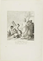 Le Christ tombe sous la croix pour la deuxième fois, planche sept du chemin de croix