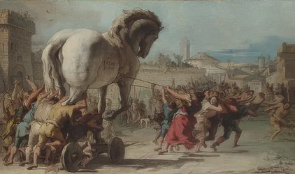 La procession du cheval de Troie à Troie
