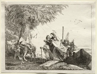 Fuite en Égypte : La Sainte Famille débarquant