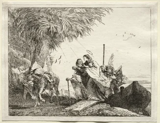 Fuite en Égypte : La Sainte Famille débarquant