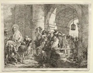 Fuite en Égypte : La Sainte Famille passant sous une arche