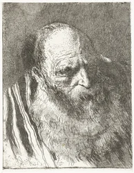 Homme avec barbe en manteau rayé