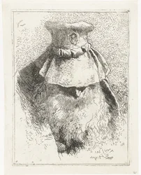 Homme avec la tête baissée et un grand chapeau