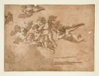 Putti volant dans les nuages