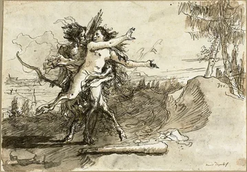Satyre surprenant une satyresse