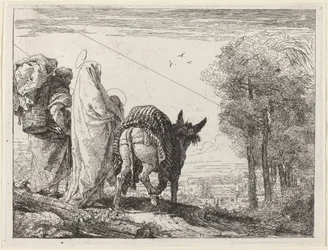 La fuite avec la Sainte Famille à gauche