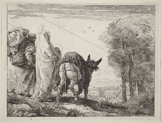La Fuite avec la Sainte Famille à gauche
