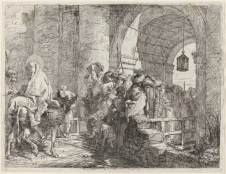 La Sainte Famille arrivant à une porte de la ville