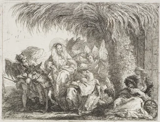 La Sainte Famille sous un Palmier, planche six de La Fuite en Égypte