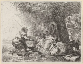 Le repos pendant la fuite avec Joseph en adoration