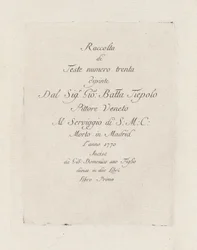 Page de titre, de la Raccolta di Teste
