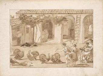 Dindes dans une ferme vénitienne, le troisième dessin de Tiepolo