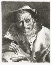 Scientifique avec béret et compas en main