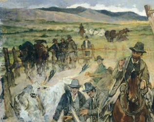 Marquage des jeunes taureaux en Maremma (détail)